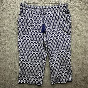 Belle by‎ Kim Gravel XL Capri Pants Wide Leg FLowy Casual Draw String Vacation